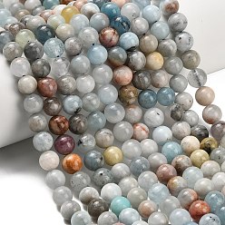 Аквамарин Природные Аквамарин бисер нитей, круглые, сгладить, 8 мм, отверстие : 1.2 мм, около 50 шт / нитка, 15.08''~15.28'' (38.3~38.8 см)