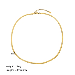 Золотой Ожерелья из плоской змейки из нержавеющей стали, золотые, 16.93 дюйм (43 см)