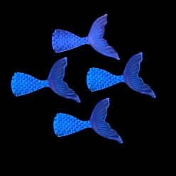 Королевский синий Светящиеся смоляные украшения для хвоста русалки, украшение аквариума из мха в микроландшафте, светится в темноте, королевский синий, 39x27 мм