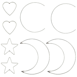 Platinum Iron Linking Rings, for Crafts, Macrame and Other DIY Projects, Star & Heart & Moon & Half Round, Platinum, 8pcs/set
