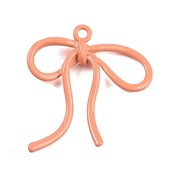 Легкий Лосось Подвески из сплава краски для выпечки, бантом, светлый померанцевый, 45x42x6 мм, отверстие : 3 мм