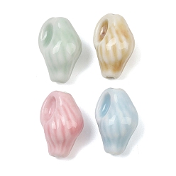 (52) Непрозрачная лаванда Фарфоровые бусины ручной работы, форма раковины, яркие глазированный фарфор, разноцветные, 21.5x14.5x12 мм, отверстие : 2 мм