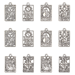 Смешанный 24шт 6 подвески из сплава с гальванопокрытием, прямоугольник с оберегами Таро, платина, 23.5x14.5x1.5 мм, отверстие : 1.8 мм, 4 шт / стиль