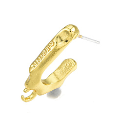 Золотой Сплав серьги выводы, фурнитура для сережек в форме полукольца, с горизонтальными петлями и 304 штифтами из нержавеющей стали, овальные, без кадмия, без никеля и без свинца, золотые, 22.5x3.5 мм, отверстие : 2.5 мм, штифты : 0.7 мм