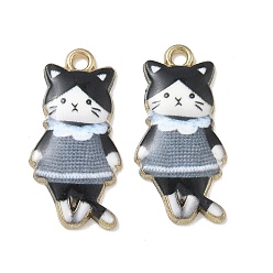 Серый Печатные подвески сплава, подвески в форме кошки, стойки покрытие, золотые, серые, 25x12x2.5 мм, отверстие : 1.8 мм