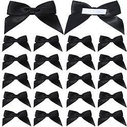 Черный Самоклеящийся полиэстеровый бант, аксессуары для упаковки подарочных коробок, чёрные, 58x75x4.5 мм