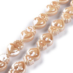 Белый Навахо Гладкие фарфоровые бусины ручной работы, форма осьминога, навахо белый, 15.7x10.3x6.2 мм, Отверстие : 1.2 мм, около 24 шт / нитка, 14.57'' (37 см)