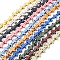 (52) Непрозрачная лаванда Синтетические бусины из лавы, окрашенные, крестик, разноцветные, 11x9x3 мм, отверстие : 1 мм, около 34 шт / нитка, 14.96'' (38 см)