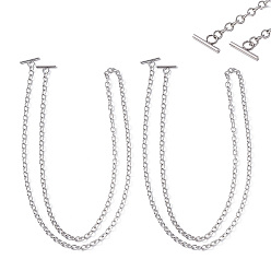 Platinum Iron Cable Chain Bag Handles, with T-Bar Clasps, for Purse Making, Platinum, 100cm