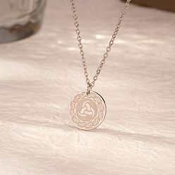 Нержавеющая Сталь Цвет Стильные 304 подвески из нержавеющей стали с символом викингов в виде тройного рога Одина для женщин на каждый день, цвет нержавеющей стали, 17.72 дюйм (45 см)