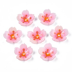Rose Nacré Des perles en plastique, fleur, perle rose, 17~17.5x18x4.5mm, Trou: 1.6mm