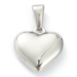 Letter W 304 Stainless Steel Pendants, Heart with Black Letter, Stainless Steel Color, Letter.W, 16x16x4.5mm, Hole: 7x3mm