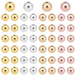 (52) Непрозрачная лаванда 60шт 4 цвета стойка покрытие латунные бусины, без кадмия и без свинца, круглые, разноцветные, 7.8x7 мм, отверстие : 2 мм, 15 шт / цвет