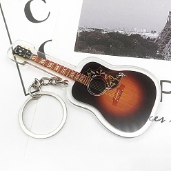 Coconut Brown Acrylic Music Instrument Keychain, with Metal Finding, Guitar, Coconut Brown, 10cm