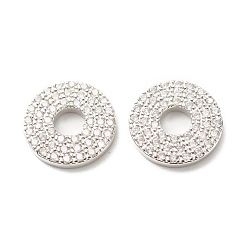 Платинированный Экологически чистое латунное связующее кольцо из кубического циркония с микропаве, долговечный, без свинца и без кадмия, кольцо, Реальная платина, 12.5x1.5 мм, внутренний диаметр: 4.5 мм