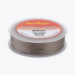 Grau Geflochtenen Nylonfäden, gefärbt, Grau, 2 mm, ca. 9.84 Yards (9 m)/Rolle