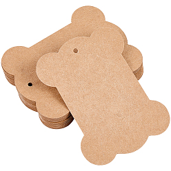 Цвет Древесины Крафт-картон в форме кости, платы для намотки проволоки, для подвешивания тегов, подарочные карты, закладки, деревесиные, 104x80x0.8 мм, отверстие : 4 мм