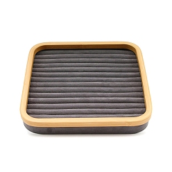 Серый Поднос для ювелирных изделий из бархата и бамбука, Органайзер для ювелирных изделий, для хранения ожерелий, колец, подвесок, квадратный, серые, 30x30x4.5 см