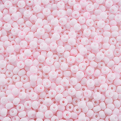 Lavender Blush 6/0 Glass Seed Beads, Macaron Color, Round Hole, Round, Lavender Blush, 4~4.5x3mm, Hole: 1~1.2mm, about 4500pcs/bag, about 450g/bag.