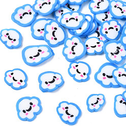 Синий Ручной полимерной глины украшения искусства ногтя, Модные уходу за ногтями, без отверстия , облако, синие, 3~5x5~7x0.5~1.5 мм