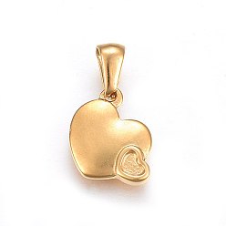 Golden 304 Edelstahl Reize, Puffherz, golden, 13x11x3 mm, Bohrung: 6x3 mm