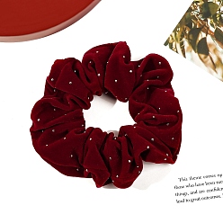 Темно-Красный Тканевые стразы эластичные аксессуары для волос для женщин, резинка для волос / резинки для волос, темно-красный, 120x50 мм