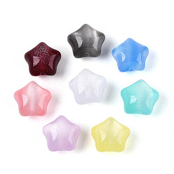 (52) Непрозрачная лаванда Непрозрачные бусины из смолы, имитирующие кошачий глаз, звезда, с блестящей пудрой, разноцветные, 15x16x12 мм, отверстие : 2 мм