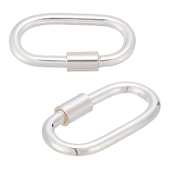 Серебро 2 шт. 925 застежки-карабины из стерлингового серебра, овальные, серебряные, 15x8.5x1.5 мм