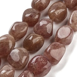 Quartz Fraise Naturel de fraise de quartz brins de perles, nuggets, pierre tombée, 16~21x14~18x9.5~14mm, Trou: 0.8mm, Environ 22~23 pcs/chapelet, 15.75''~16.14'' (40~41 cm)