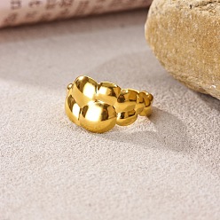 Cloud 304 Stainless Steel Cuff Open Rings for Women, Golden, Cloud, Inner Diameter: 15~20mm