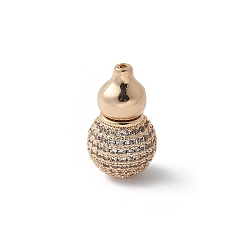 Настоящее золото 18K Латунные серебряные микропаве прозрачные кубические цирконии винтовые застежки, без кадмия, без никеля и без свинца, реальный 18 k позолоченный, 16x9.5 мм, отверстие: 0.8 и 1.2 мм