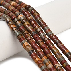 Пикассо Камень Нити бусин из натуральной яшмы пикассо/полихромной яшмы, диск, Heishi бусы, 4x2~2.5 мм, отверстие : 0.7 мм, около 158~160 шт / нитка, 14.96''~15.16'' (38~38.5 см)