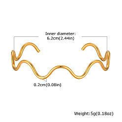 Настоящее золото 18K Волнообразные 304 браслеты-манжеты из нержавеющей стали, реальный 18 k позолоченный, внутренний диаметр: 2-1/2 дюйм (6.2 см)