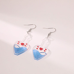 Bottle Акриловые серьги с подвесками ко Дню святого Валентина, платина, бутылка, 68x25 мм