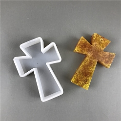 White DIY Silicone Molds, Resin Casting Molds, For UV Resin, Epoxy Resin Jewelry Making, Cross, White, 10.7x7.8x2.6cm, Inner Diameter: 10.2x7.1cm