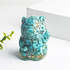 Синтетическая Бирюза Украшения из смолы для счастливой свиньи, синтетические бирюзовые чипсы внутри для украшения рабочего стола в автомобиле и домашнем офисе, 60x40x45 мм