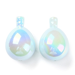 Светло-Голубой УФ Бусины акриловые, радужный, слеза, Небесно-голубой, 26.5x18 мм, отверстие : 1.8 мм