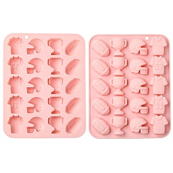 Pink Силиконовая форма с тематикой регбийной команды, розовые, 19.8x15.7x1.7 см