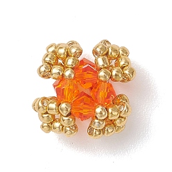 Темно-Оранжевый Прозрачные стеклянные бусины, цветок, со стеклом, граненые, темно-оранжевый, 14x14x8.5~10 мм, отверстие : 5x2 мм