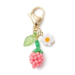 Светло-Коралловый Подвеска в виде бутона подсолнуха из акрилового стекла с бусинами, Сплав с застежками когтя омара, золотые, свет коралловый, 40 мм