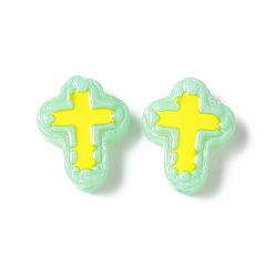 Аквамарин Бусины из стеклянной эмали, окрашенные методом запекания, бусины ручной работы, крестик, аквамарин, 14.5x11.5x4 мм, отверстие : 1 мм
