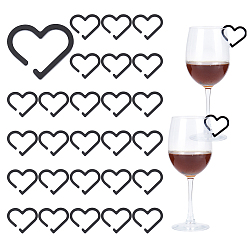 Черный 1 пакетики акриловые подвески для бокалов, сердце, чёрные, 42.5x49.5x2.5 мм, 30 шт / пакет
