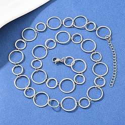 Нержавеющая Сталь Цвет 304 ожерелья из цепочек с кольцами из нержавеющей стали 8мм и 12мм, не тускнеет, цвет нержавеющей стали, 17.68 дюйм (44.9 см)
