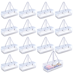 Белый Прямоугольные складные коробки для хранения из бумаги и пластика с ручкой из полиэстеровой веревки., белые, 215x80x80 мм