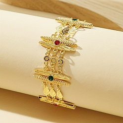 Золотой Браслеты-цепочки из винтажного сплава с микропаве из кубических цирконий для женщин, листьев и цветов, золотые, 7.48 дюйм (19 см)