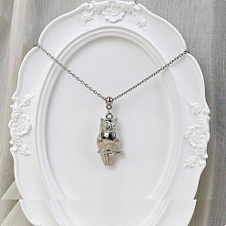 Сова Европейский минималистский кулон из пластика CCB с железным кабелем и цепочкой для женщин и девочек, серебряный цвет гальваническим, сова, 19.69 дюйм (50 см), Сова: 36x17x10 мм