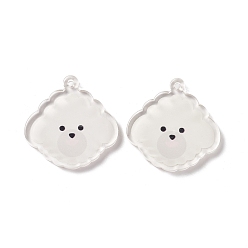 Белый Прозрачные акриловые подвески, собака, белые, 36.5x36x3.5 мм, отверстие : 2.5 мм