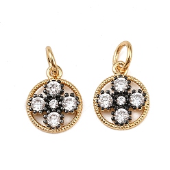 Real 18K Gold Plated & Gunmetal Латунь прелести циркония кубической, кольцо с крестом, с целью перехода в кольце, без свинца и без кадмия, долговечный, стойки покрытие, настоящее золото 18 k и бронза, 11.5x9x2 мм, отверстие : 3.5 мм