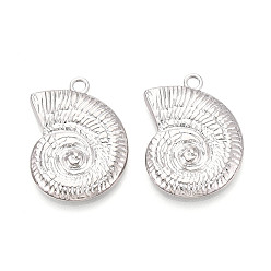 Платина Стойки подвески обшивки сплава, подвески в форме раковины, платина, 34x25.5x3.5 мм, отверстие : 3 мм