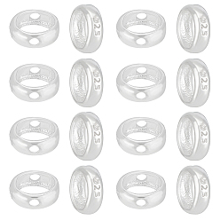 Серебро 16шт. рамка из стерлингового серебра, кольцо, с полировкой из замши, серебряные, 6x2 мм, отверстие : 0.9 мм, внутренний диаметр: 4 мм